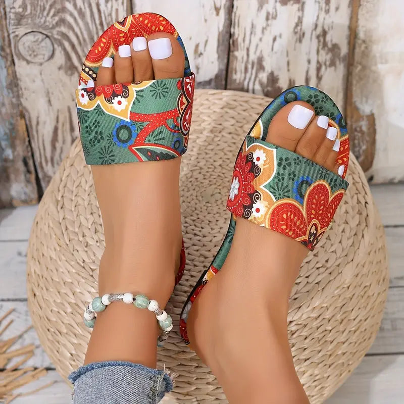 Inez | Ethnische Sandalen mit offener Zehe und Riemen