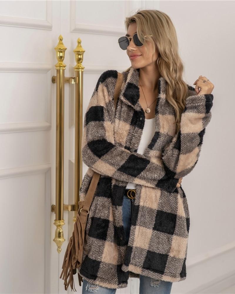 Livia | Karojacke mit Gemütlichem Fleece und Oversized Schnitt für Frauen