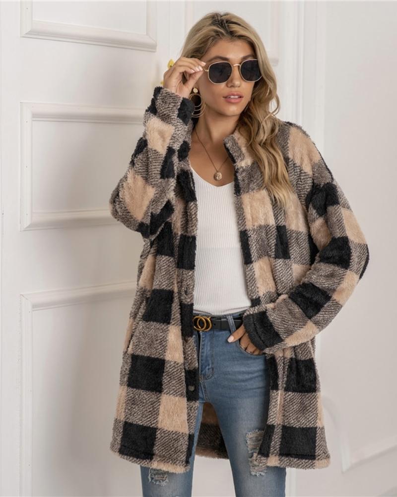 Livia | Karojacke mit Gemütlichem Fleece und Oversized Schnitt für Frauen