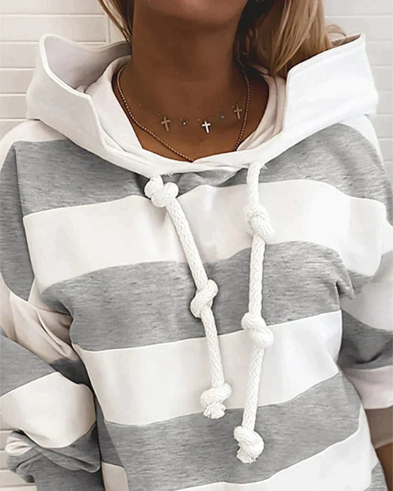 Marina | Kapuzenpullover mit Nautischem Streifen-Design und Entspannter Passform für Frauen