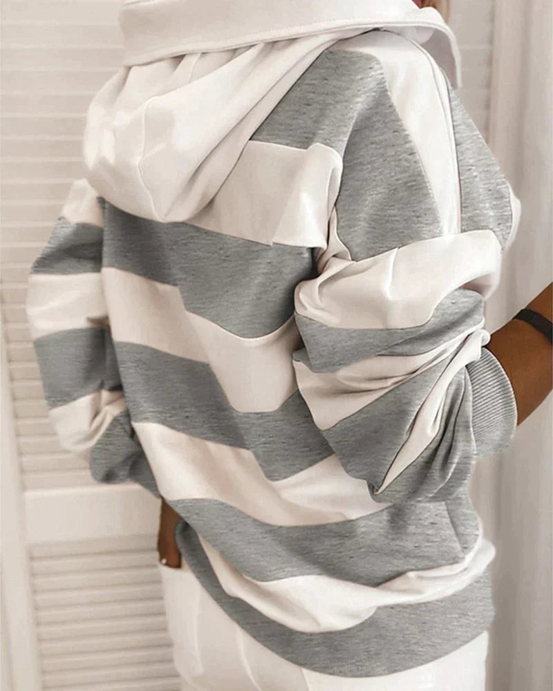 Marina | Kapuzenpullover mit Nautischem Streifen-Design und Entspannter Passform für Frauen
