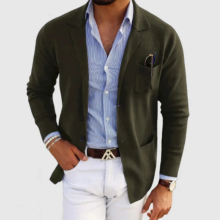 Tristan - Herren-strickjacke mit lässigen knöpfen, taschen und reverskragen, einfarbig, langärmelig