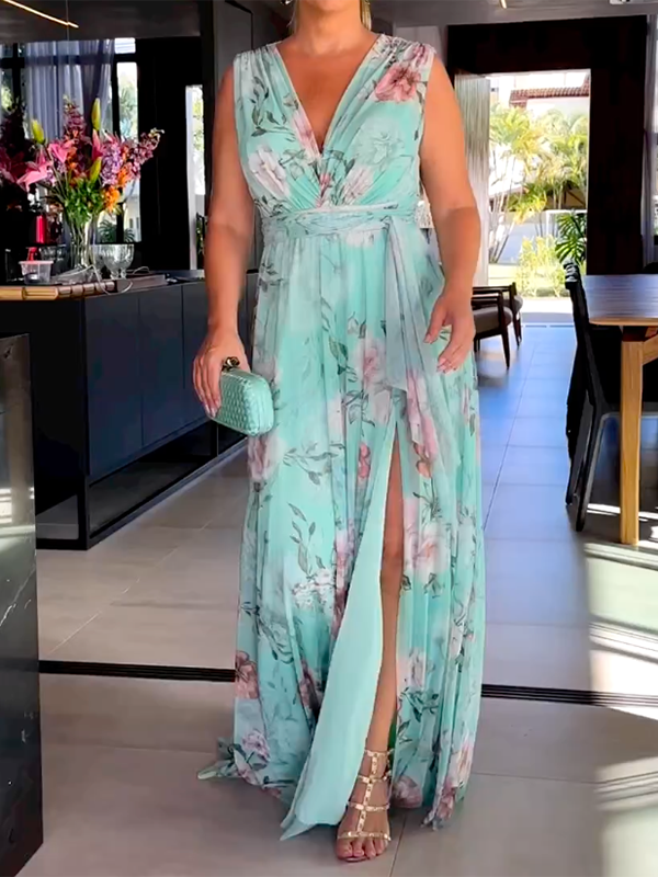 Lyra | Maxikleid mit Fließendem Stoff und Blumenmuster für Frauen