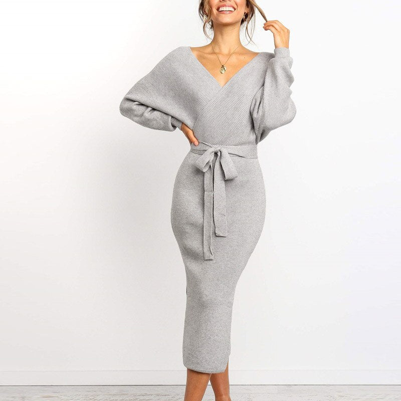 Aurelia | Wickelkleid mit Luxuriösen Spitzenärmeln und Schmeichelhaftem Schnitt für Frauen