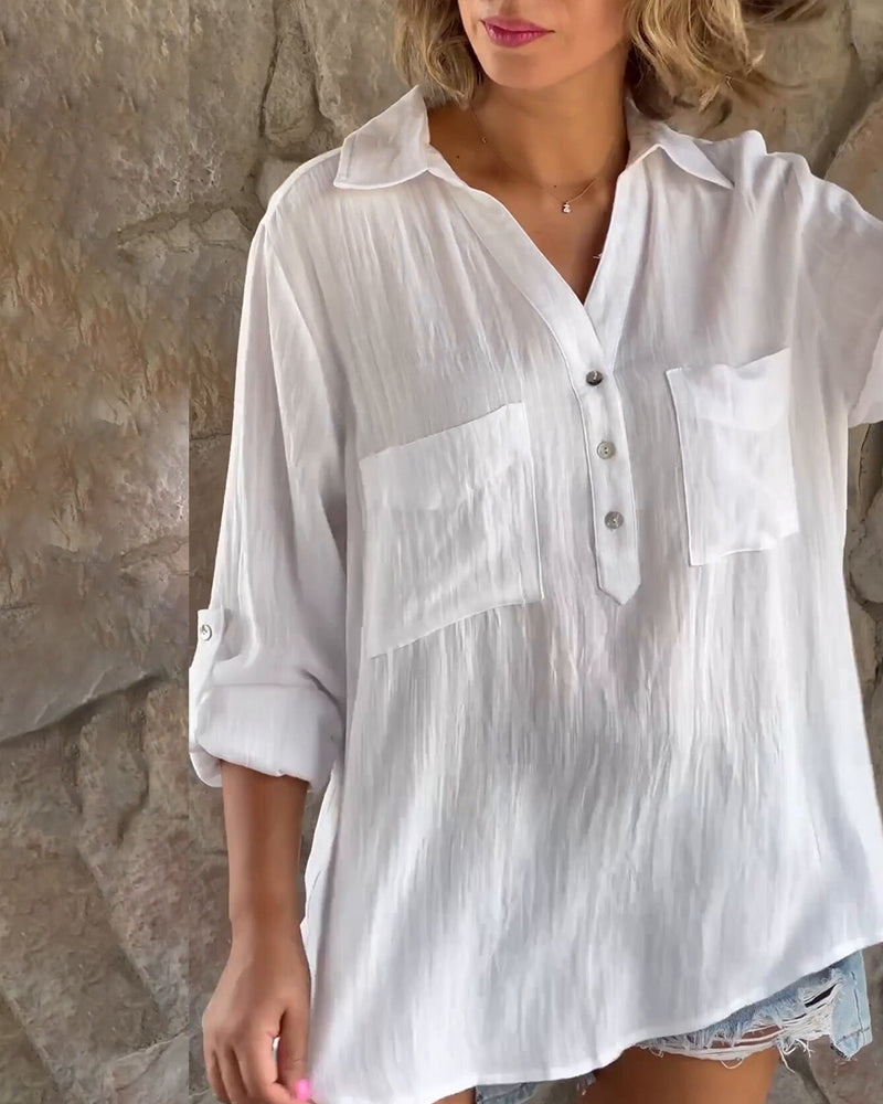 Celina | Bluse mit Luftigem Stoff und V-Ausschnitt für Damen