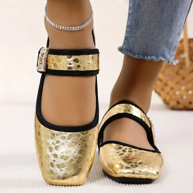 Glitzie | Farbe Glitter Flats mit Strass Knöchelband