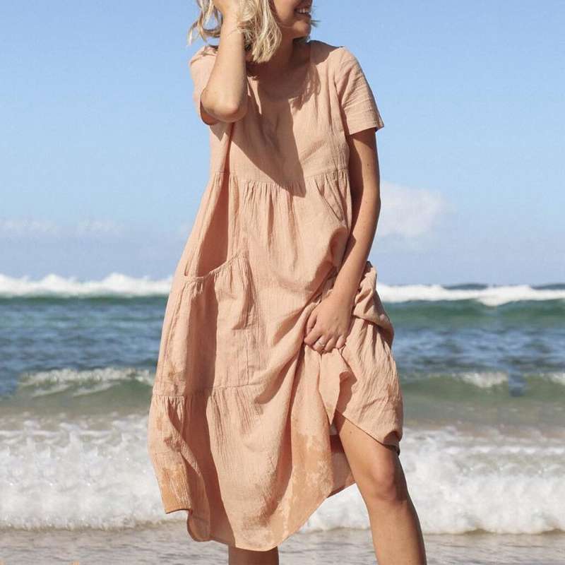 Livia | Midi-Kleid mit Atmungsaktivem Stoff und Praktischen Taschen für Frauen