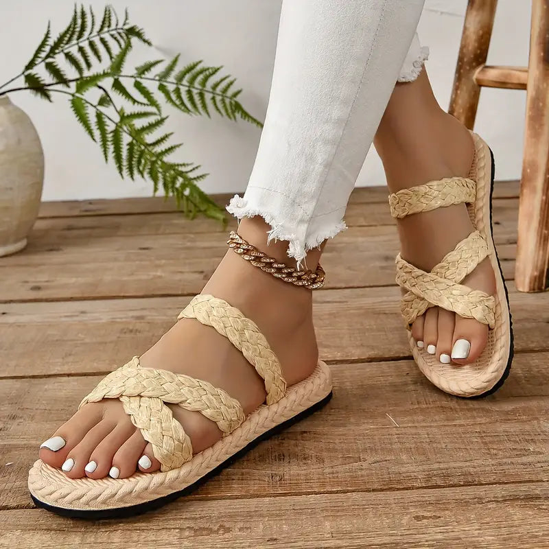 Belina | Slip On Plattform gewebt Crisscross Bands Dias