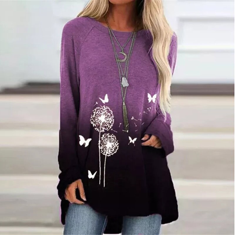 Liona | Langarm-Pullover mit Verspieltem Löwenzahn-Print und Bequemen Schnitt für Damen