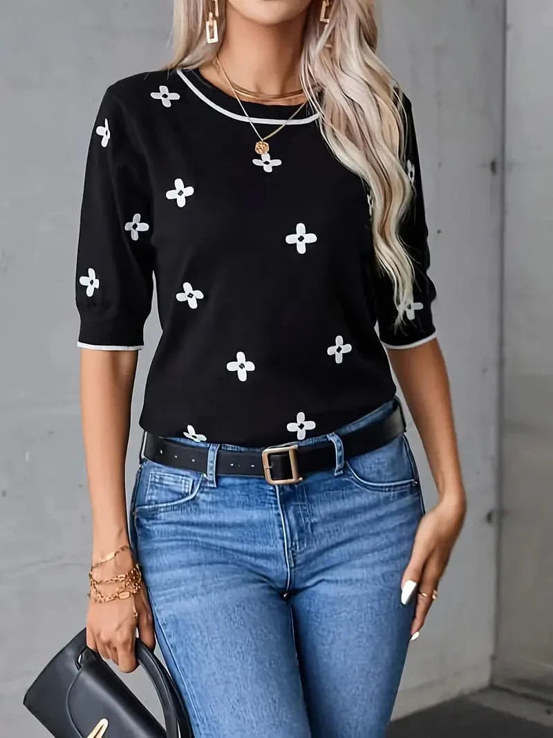 Liora | T-Shirt mit Verspieltem Muster und Bequemem Schnitt für Damen