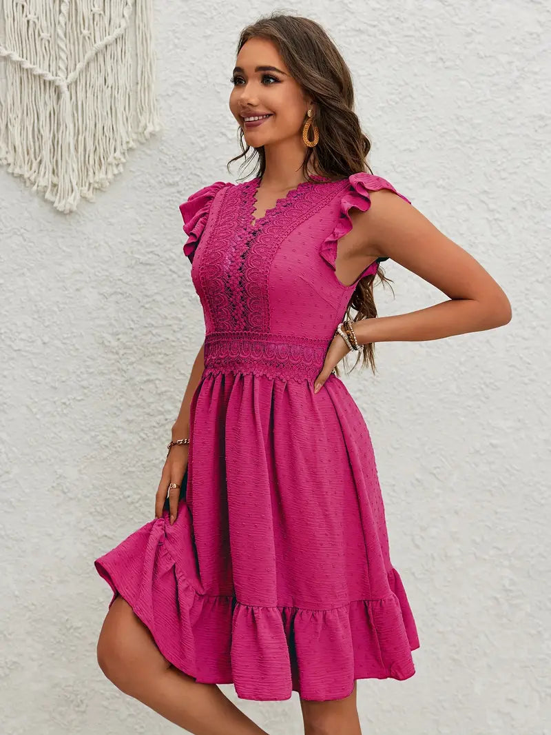 Liana | Kleid mit Eleganter Spitze und Rüschenärmeln für Frauen