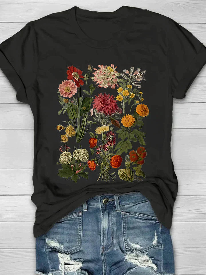 Kylie - Vintage Blumen Print Damen-T-Shirt