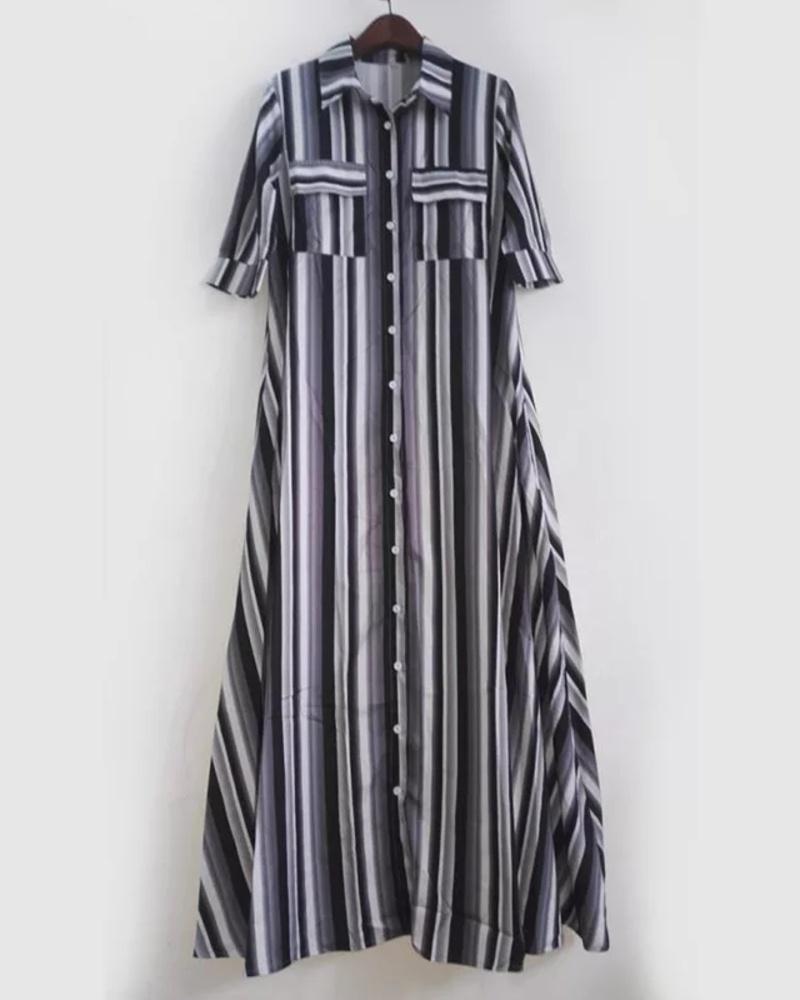 Sienna | Midi-Kleid mit Lebhaften Streifen und Atmungsaktivem Stoff für Frauen