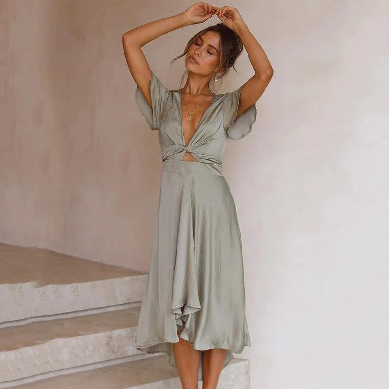 Lia | Midi-Kleid mit Eleganter Silhouette und Luftigen Ärmeln für Frauen