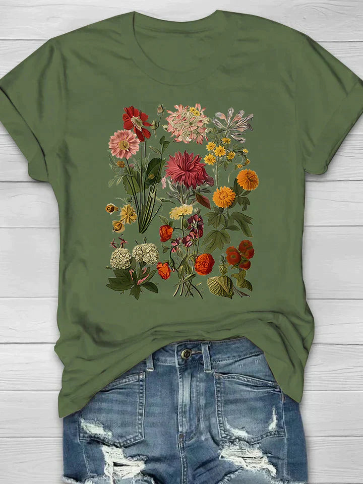 Kylie - Vintage Blumen Print Damen-T-Shirt