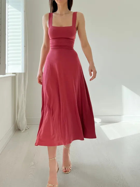 Celina | Midi-Kleid mit Elegantem A-Linien-Schnitt und Schickem Dekolleté für Damen