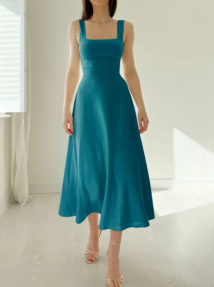 Celina | Midi-Kleid mit Elegantem A-Linien-Schnitt und Schickem Dekolleté für Damen
