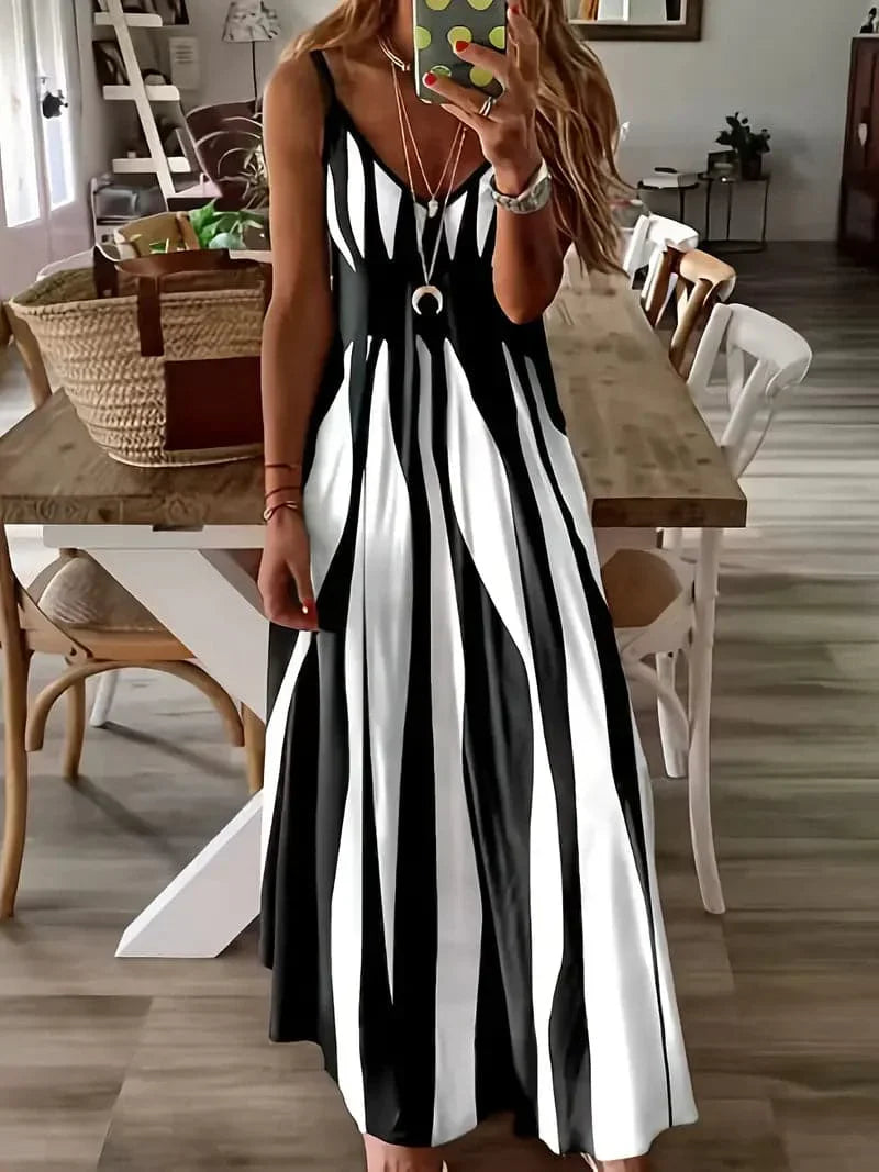 Mira | Maxikleid mit Eleganten Streifen und Fließendem Schnitt für Frauen
