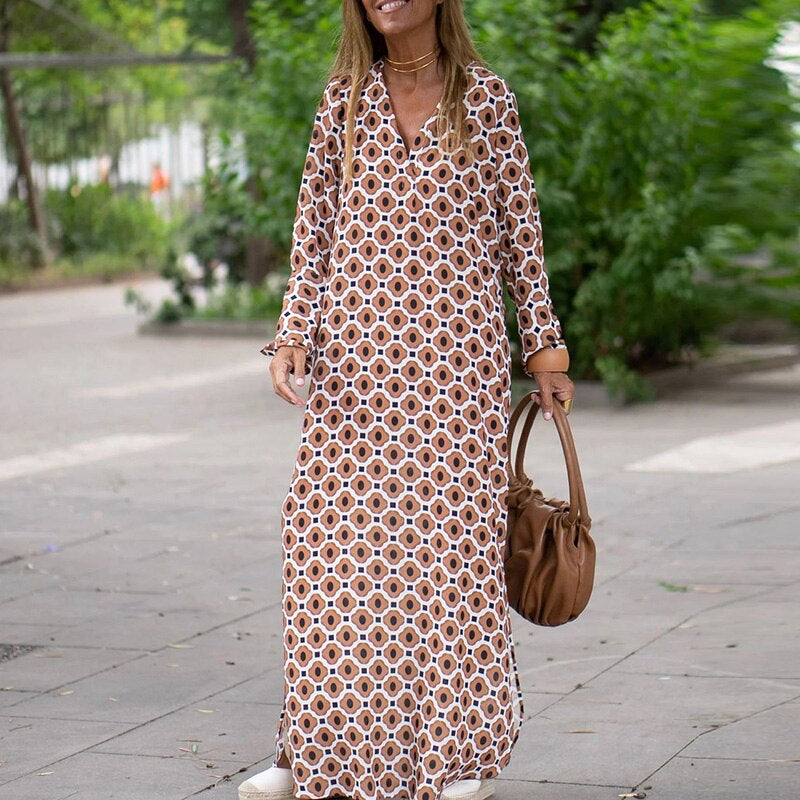 Luna | Maxikleid mit Atmungsaktivem Stoff und Fesselndem Muster für Frauen