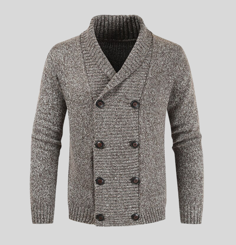 Leander | Cardigan mit Klobiger Rippstricktextur und Schalkragen für Herren