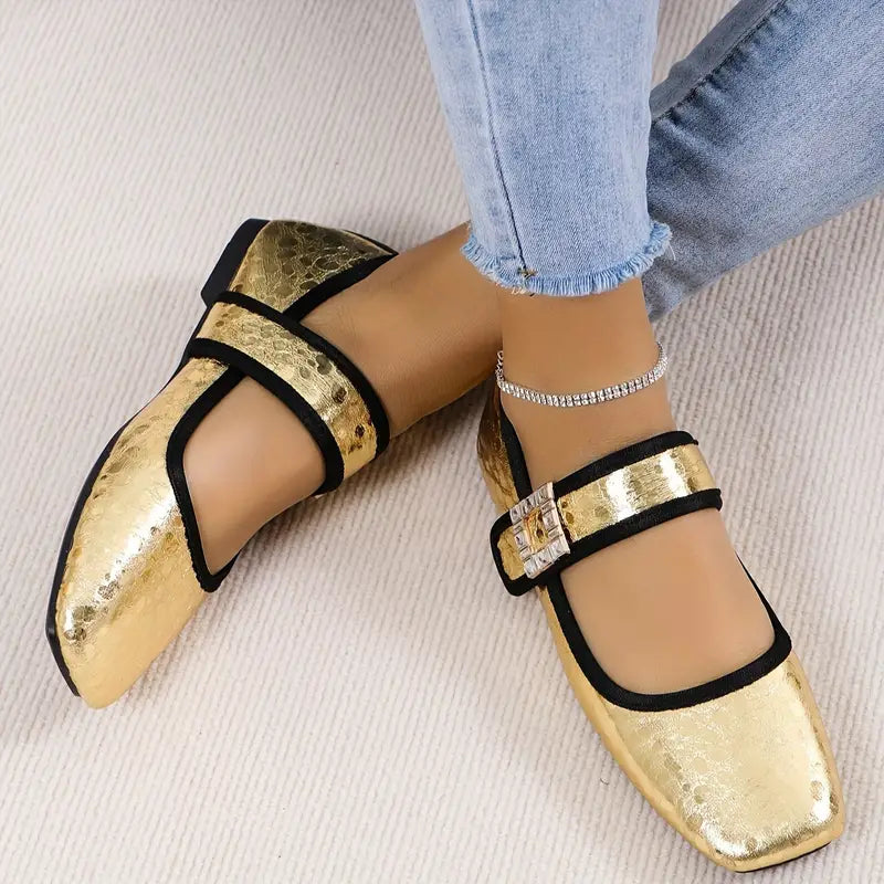 Glitzie | Farbe Glitter Flats mit Strass Knöchelband