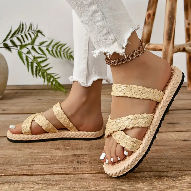 Belina | Slip On Plattform gewebt Crisscross Bands Dias