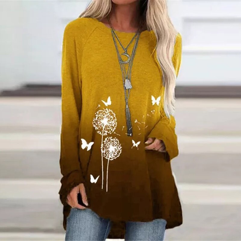 Liona | Langarm-Pullover mit Verspieltem Löwenzahn-Print und Bequemen Schnitt für Damen