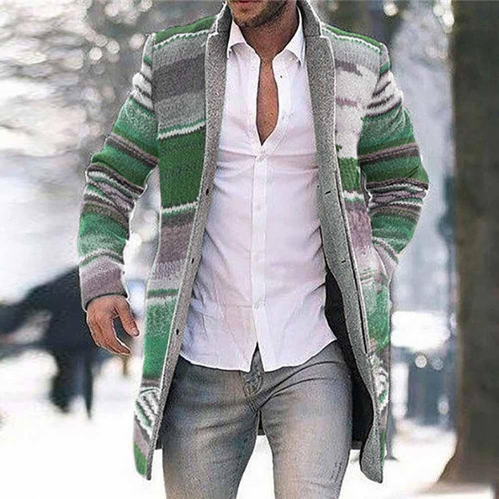 Luca | Langer Mantel mit Lebhaftem Streifenmuster und Weichem Material für Herren