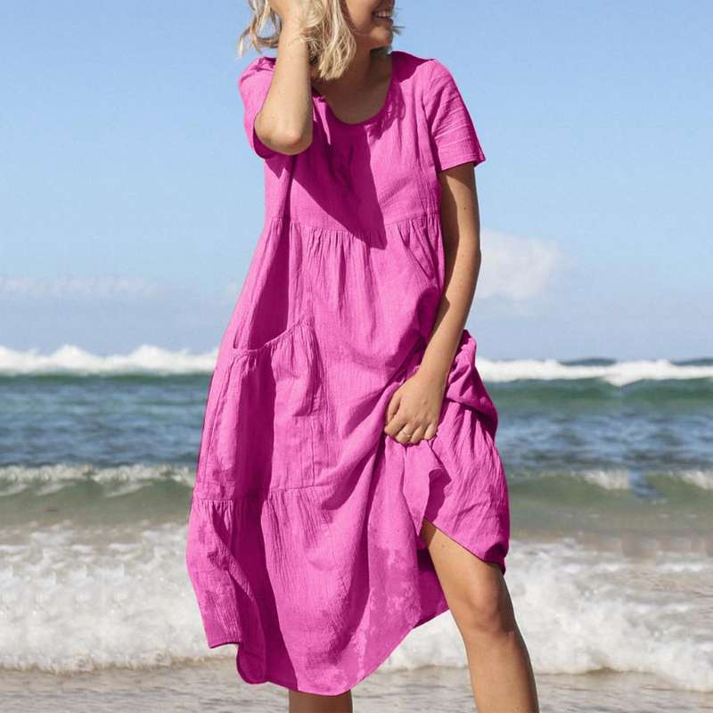 Livia | Midi-Kleid mit Atmungsaktivem Stoff und Praktischen Taschen für Frauen