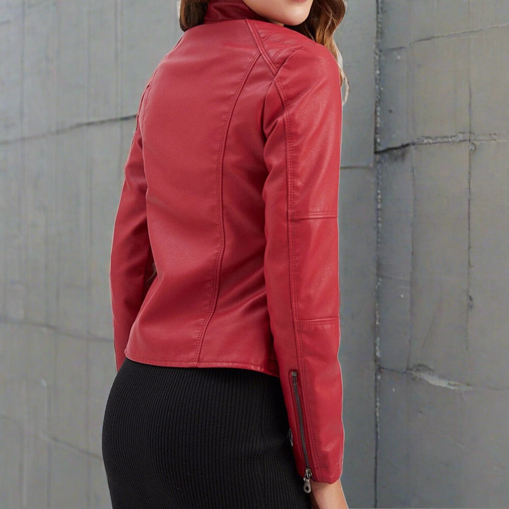 Livia | Lederjacke mit Stilvollem Design und Reißverschlusstaschen für Frauen