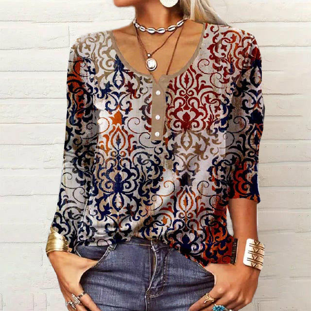 Siena | Damenbluse mit Atmungsaktivem Stoff und Eleganten Mustern für den Bohemian-Stil