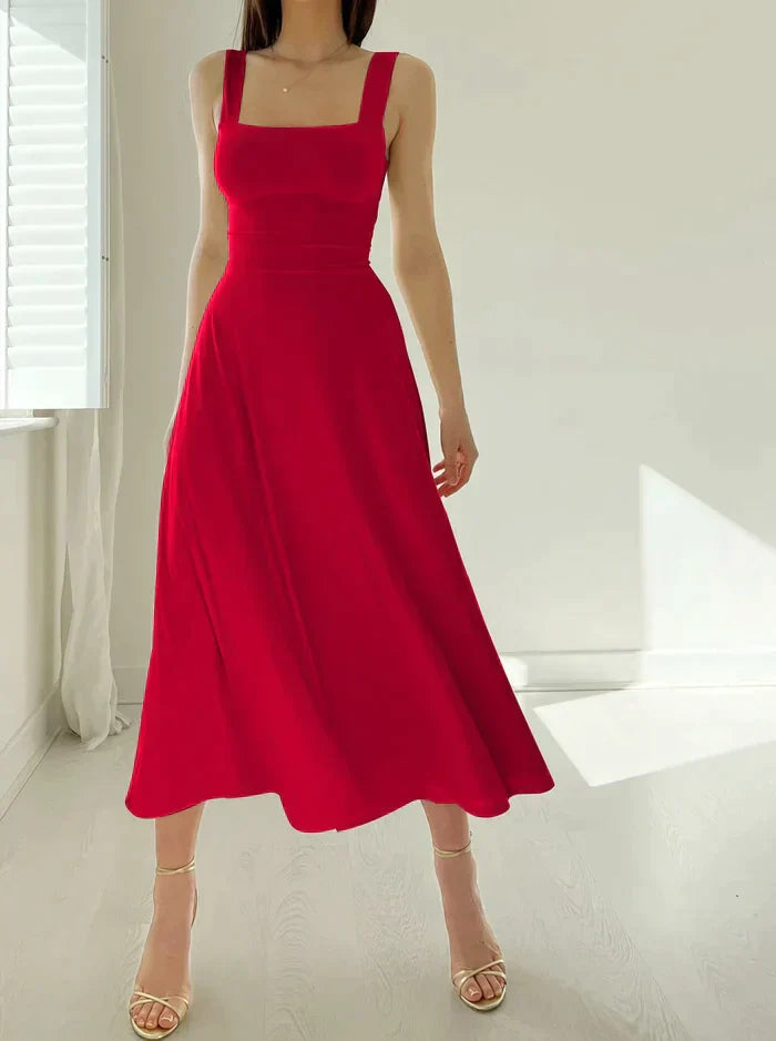 Celina | Midi-Kleid mit Elegantem A-Linien-Schnitt und Schickem Dekolleté für Damen