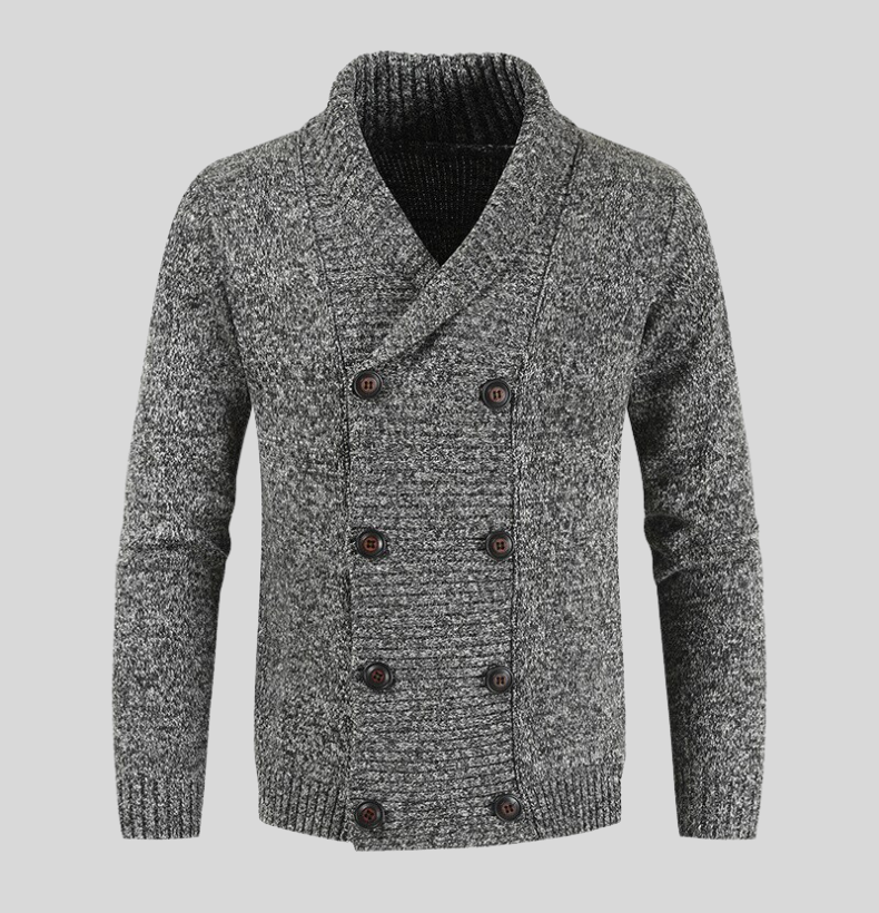 Leander | Cardigan mit Klobiger Rippstricktextur und Schalkragen für Herren