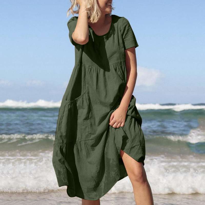 Livia | Midi-Kleid mit Atmungsaktivem Stoff und Praktischen Taschen für Frauen