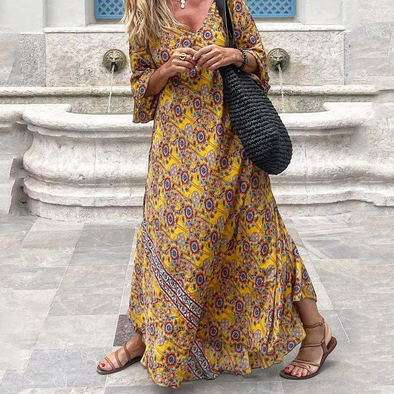 Luna | Maxikleid mit Atmungsaktivem Stoff und Fesselndem Muster für Frauen