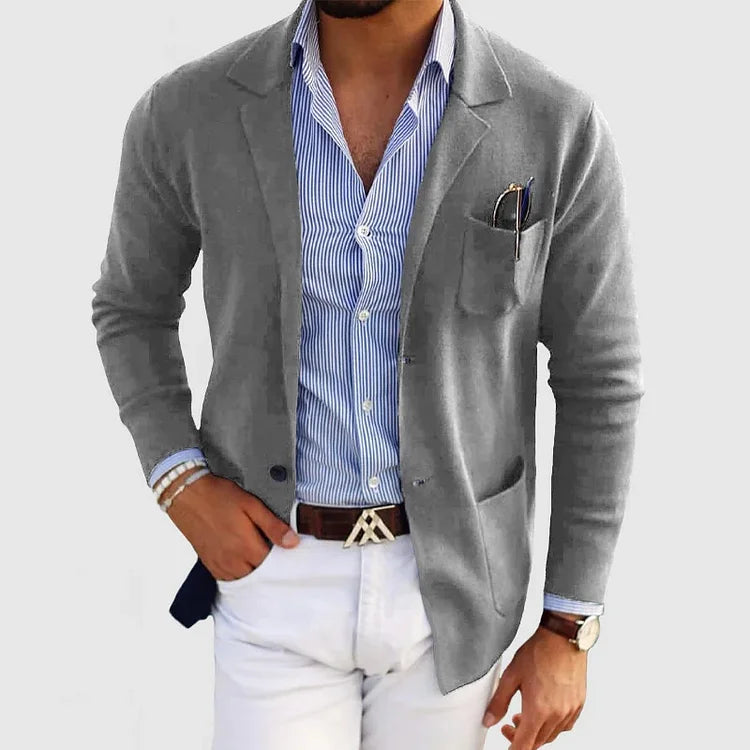 Tristan - Herren-strickjacke mit lässigen knöpfen, taschen und reverskragen, einfarbig, langärmelig