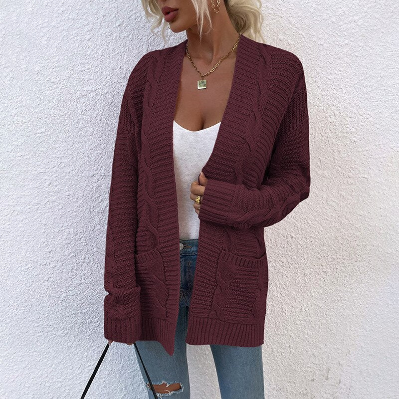 Leona | Cardigan mit Gemütlichem Strick und Fronttaschen für Frauen