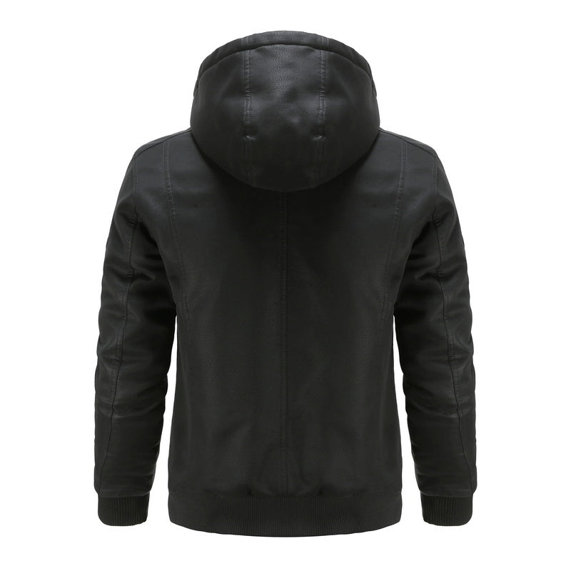 Luca | Lederjacke mit Diamantsteppung und Verstellbarer Kapuze für Herren