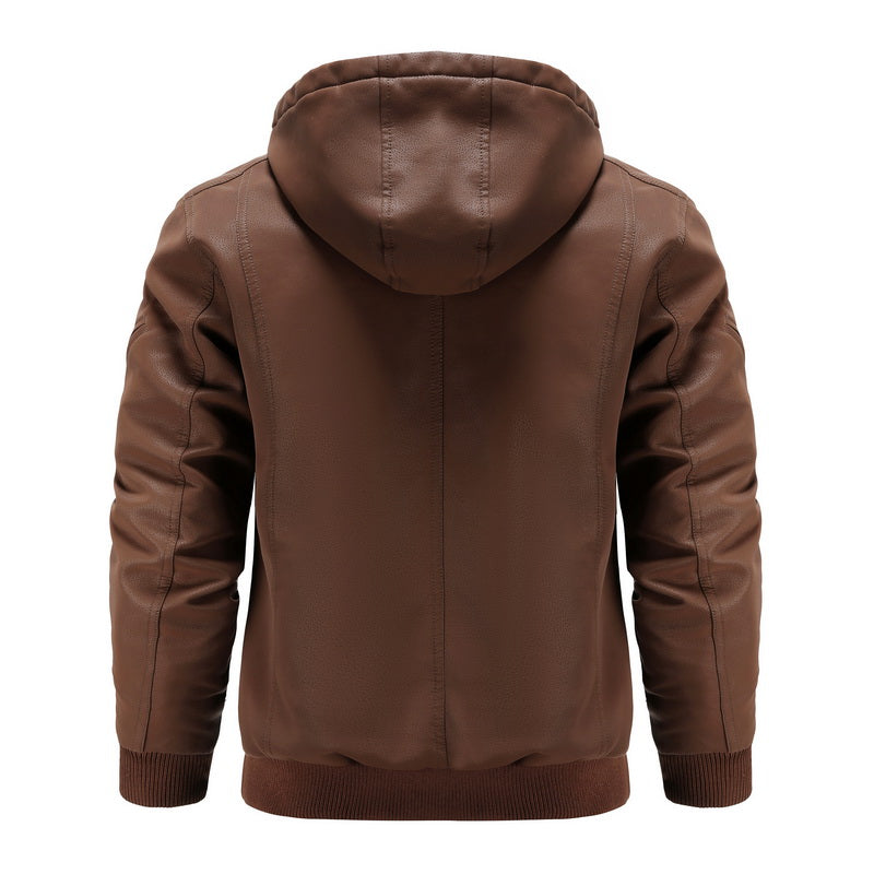 Luca | Lederjacke mit Diamantsteppung und Verstellbarer Kapuze für Herren