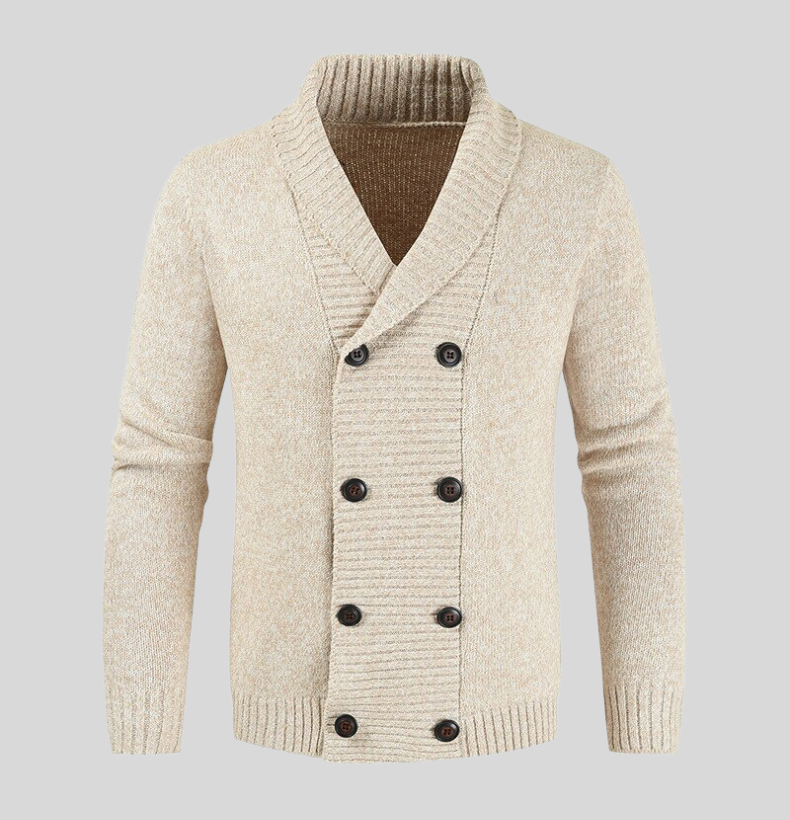 Leander | Cardigan mit Klobiger Rippstricktextur und Schalkragen für Herren