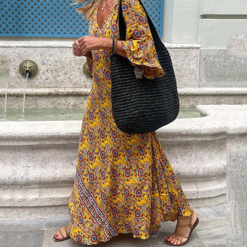 Luna | Maxikleid mit Atmungsaktivem Stoff und Fesselndem Muster für Frauen