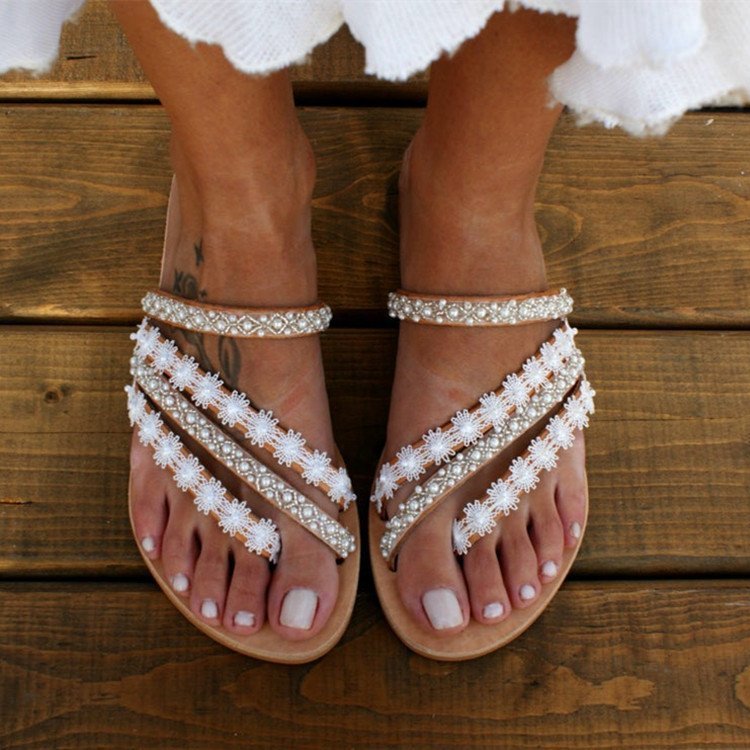 Melissa | Boho Strand Strass Flipflops
