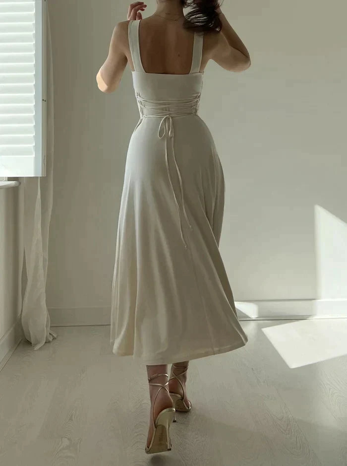 Celina | Midi-Kleid mit Elegantem A-Linien-Schnitt und Schickem Dekolleté für Damen