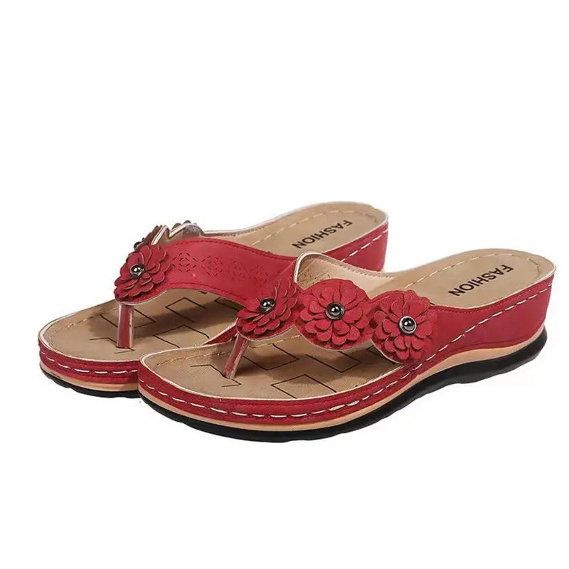 Lia | Flip-Flops mit Floraler Verzierung und Bequemem Fußbett für Damen