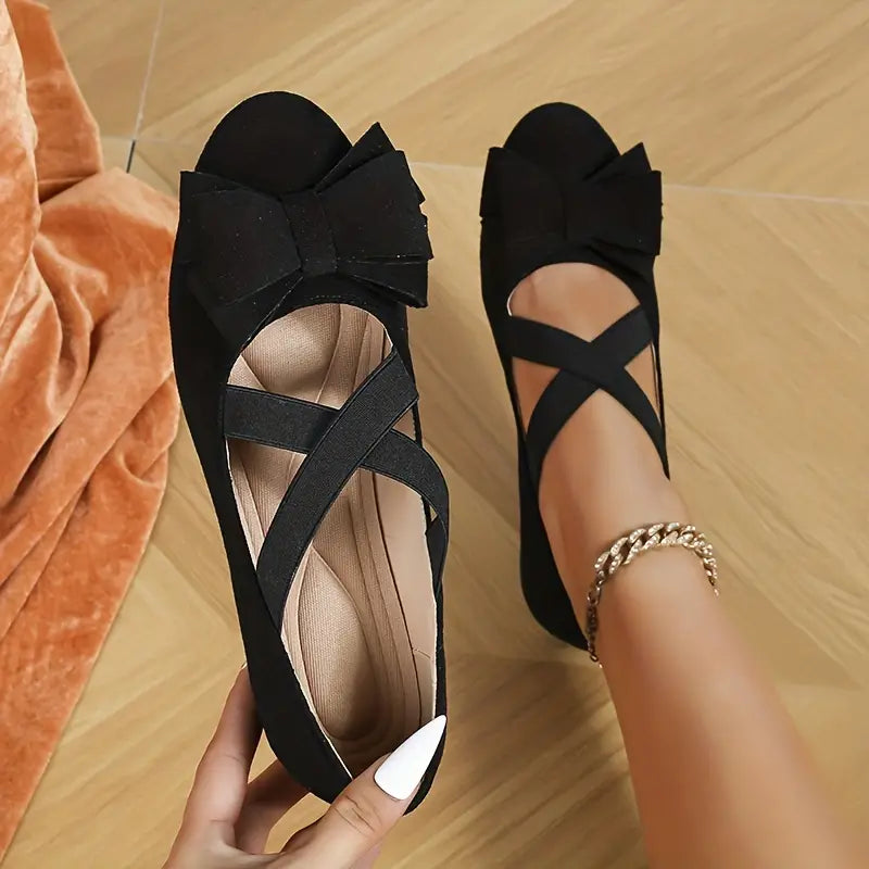 Veronic | Ballerina Flats mit Schleife und elastischen Riemen