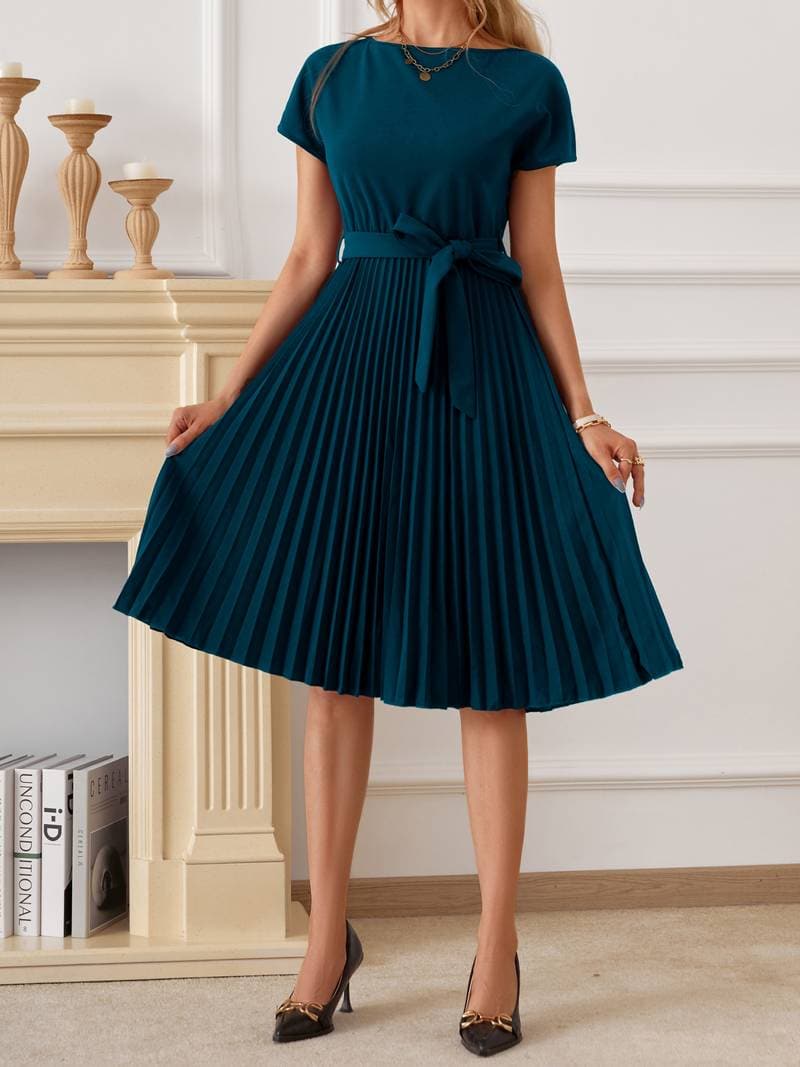 Celestia | Partykleid mit Plissee-Rock und Taillengürtel für Frauen