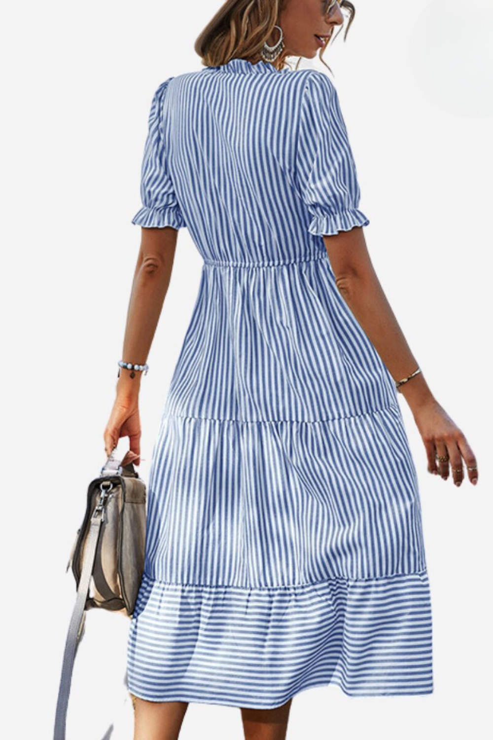 Leona | Midi-Sommerkleid mit Leichtem Stoff und Raffiniertem V-Ausschnitt für Damen