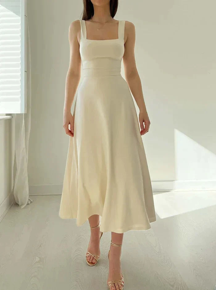 Celina | Midi-Kleid mit Elegantem A-Linien-Schnitt und Schickem Dekolleté für Damen