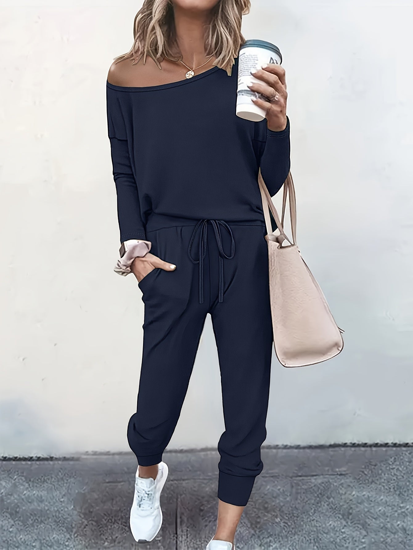 Soraya - Slant Shoulder Zweiteiler Damen Elegant
