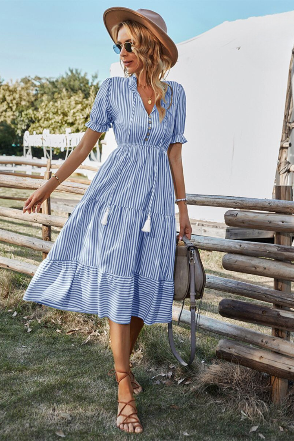 Leona | Midi-Sommerkleid mit Leichtem Stoff und Raffiniertem V-Ausschnitt für Damen